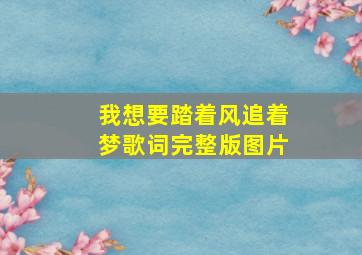 我想要踏着风追着梦歌词完整版图片