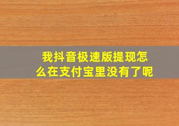 我抖音极速版提现怎么在支付宝里没有了呢