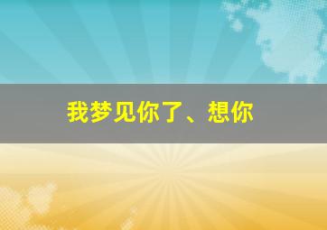 我梦见你了、想你