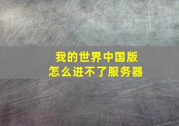 我的世界中国版怎么进不了服务器