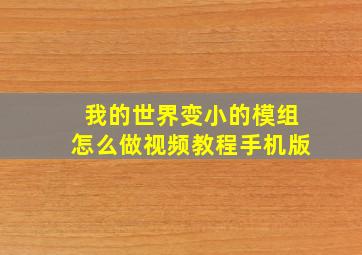 我的世界变小的模组怎么做视频教程手机版