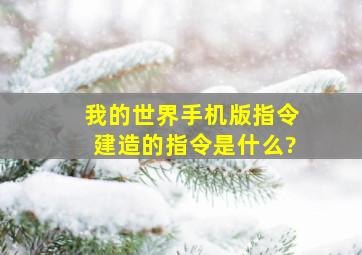 我的世界手机版指令建造的指令是什么?