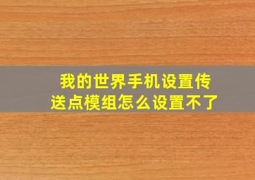 我的世界手机设置传送点模组怎么设置不了