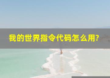 我的世界指令代码怎么用?