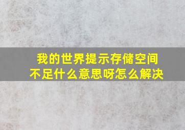 我的世界提示存储空间不足什么意思呀怎么解决