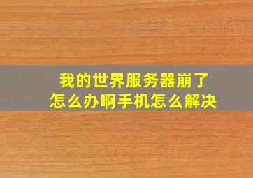 我的世界服务器崩了怎么办啊手机怎么解决