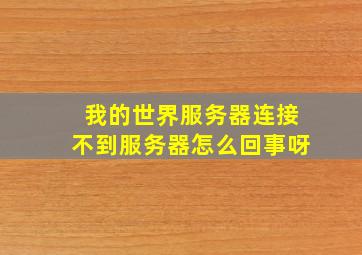 我的世界服务器连接不到服务器怎么回事呀