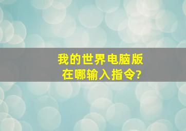 我的世界电脑版在哪输入指令?