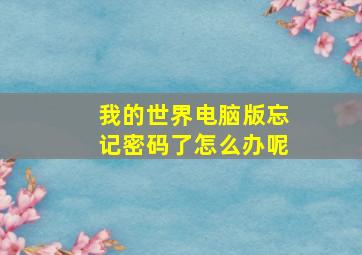 我的世界电脑版忘记密码了怎么办呢