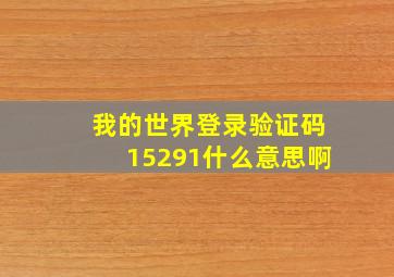 我的世界登录验证码15291什么意思啊