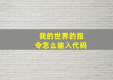 我的世界的指令怎么输入代码