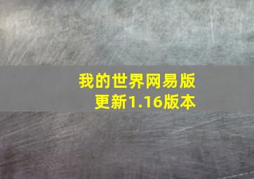 我的世界网易版更新1.16版本