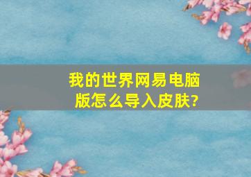 我的世界网易电脑版怎么导入皮肤?