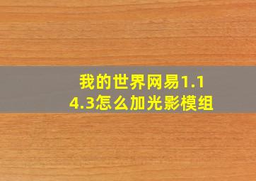 我的世界网易1.14.3怎么加光影模组