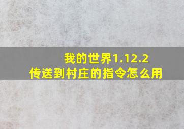 我的世界1.12.2传送到村庄的指令怎么用