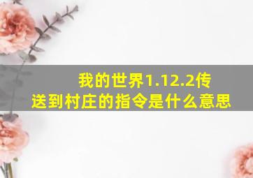 我的世界1.12.2传送到村庄的指令是什么意思