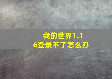 我的世界1.16登录不了怎么办