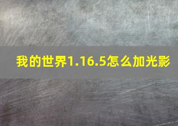 我的世界1.16.5怎么加光影