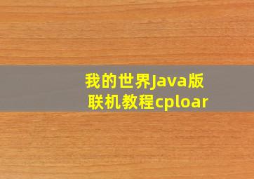 我的世界Java版联机教程cploar