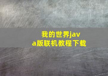 我的世界java版联机教程下载