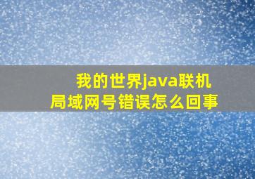 我的世界java联机局域网号错误怎么回事