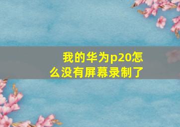 我的华为p20怎么没有屏幕录制了