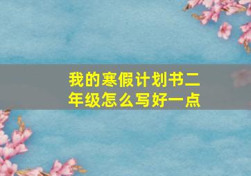 我的寒假计划书二年级怎么写好一点