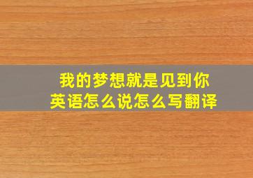 我的梦想就是见到你英语怎么说怎么写翻译