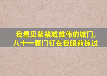 我看见紫禁城雄伟的城门,八十一颗门钉在我眼前掠过