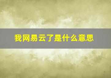 我网易云了是什么意思