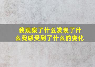 我观察了什么发现了什么我感受到了什么的变化