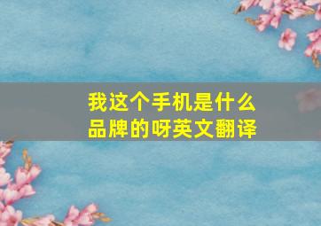 我这个手机是什么品牌的呀英文翻译