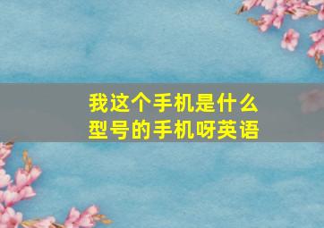 我这个手机是什么型号的手机呀英语