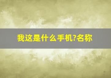 我这是什么手机?名称