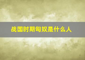 战国时期匈奴是什么人