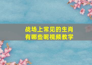 战场上常见的生肖有哪些呢视频教学