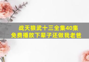 战天狼武十三全集40集免费播放下辈子还做我老爸