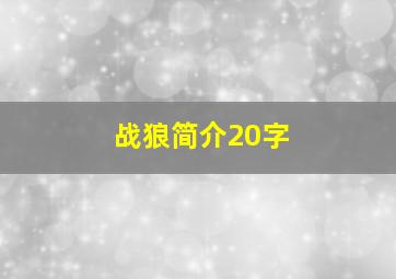 战狼简介20字