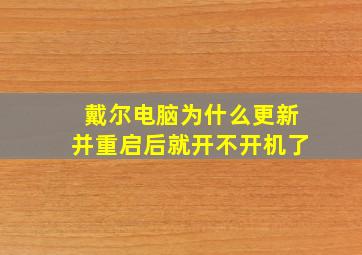 戴尔电脑为什么更新并重启后就开不开机了