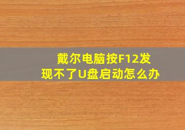 戴尔电脑按F12发现不了U盘启动怎么办