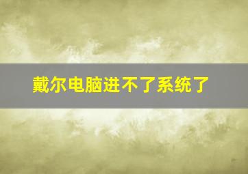 戴尔电脑进不了系统了