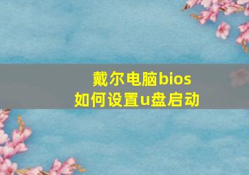 戴尔电脑bios如何设置u盘启动