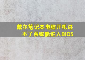 戴尔笔记本电脑开机进不了系统能进入BIOS