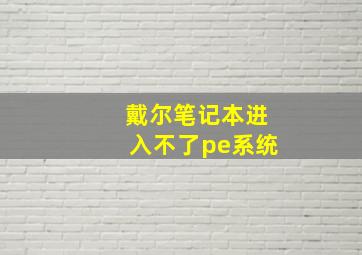 戴尔笔记本进入不了pe系统