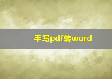 手写pdf转word