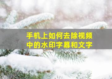 手机上如何去除视频中的水印字幕和文字