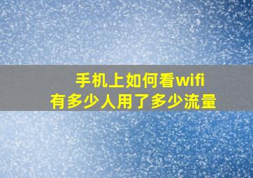 手机上如何看wifi有多少人用了多少流量