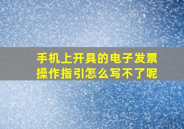 手机上开具的电子发票操作指引怎么写不了呢