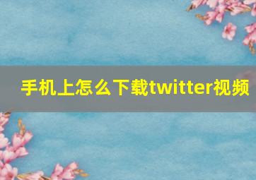 手机上怎么下载twitter视频