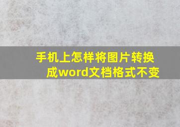 手机上怎样将图片转换成word文档格式不变